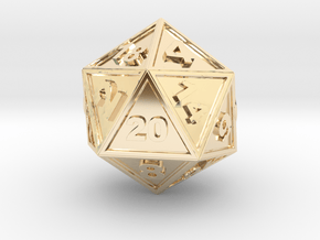 D20 Dungeons and Dragons D&D Bead in 14k Gold Plated Brass