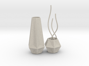 Modern Miniature 1:12 Vase Set in Natural Sandstone: 1:12