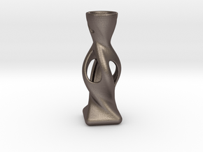 Modern Miniature 1:12 Vase in Polished Bronzed-Silver Steel: 1:12