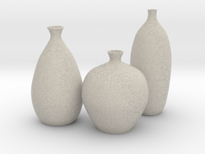 Modern Miniature 1:12 Vase Set in Natural Sandstone: 1:12