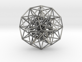 6D Cube in its Toroidal form - 50x1mm - 64 vertex in Natural Silver