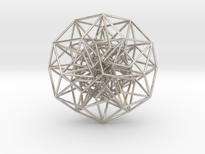 6D Cube in its Toroidal form - 50x1mm - 64 vertex in Rhodium Plated Brass