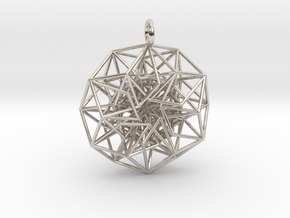 6D Cube in its Toroidal form - 40x1mm - 61 vertex  in Rhodium Plated Brass
