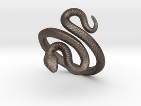 Snake Bracelet_B02 in Polished Bronzed-Silver Steel: Medium