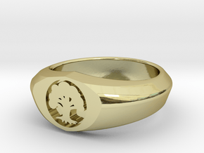 MTG Forest Mana Ring (Size 14) in 18k Gold Plated Brass