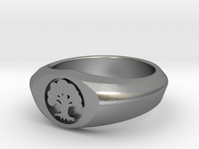 MTG Forest Mana Ring (Size 14) in Natural Silver