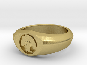 MTG Forest Mana Ring (Size 14) in Natural Brass
