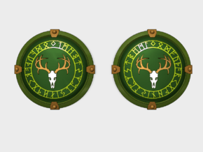 Wild Hunt [Runes] - Round Power Shields (L&R) in Tan Fine Detail Plastic: Small