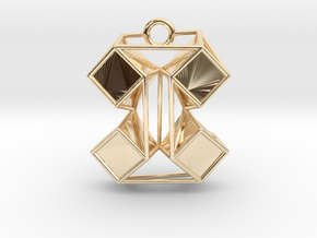 Origami-inspired pendant - "extruded boxes" in 14K Yellow Gold: Medium