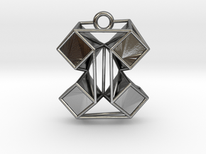 Origami-inspired pendant - "extruded boxes" in Polished Silver: Medium