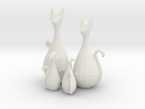 Decorative Cats Sculpture in White Natural Versatile Plastic: Small