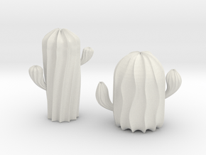 Cactus Sculpture in White Natural Versatile Plastic: Small