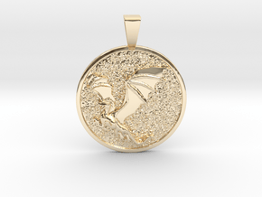 Dragon Coin Pendant in 14k Gold Plated Brass