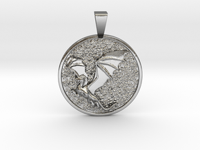 Dragon Coin Pendant in Polished Silver