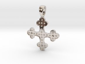 Byzantine Cross Pendant in Rhodium Plated Brass