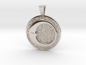 Sleeping Moon Coin Pendant in Rhodium Plated Brass