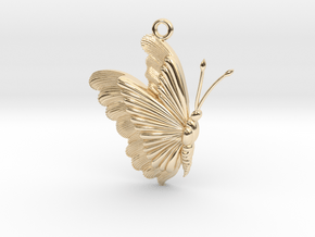 Detailed Butterfly Pendant in 14k Gold Plated Brass