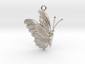 Detailed Butterfly Pendant in Rhodium Plated Brass