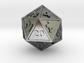 D20 Dungeons and Dragons D&D Bead in Polished Silver