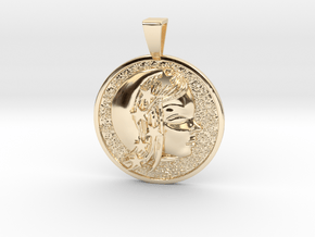 Moon Goddess Coin Pendant in 14K Yellow Gold