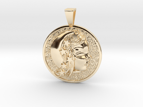 Moon Goddess Coin Pendant in 14k Gold Plated Brass