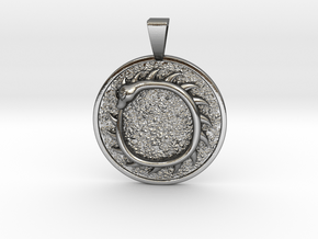 Jormungandr Midgard Serpent Coin Pendant in Polished Silver