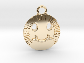 Smile Your Way Through It Circle Charm in 14k Gold Plated Brass