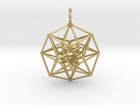 Tesseract Pendant in Natural Brass