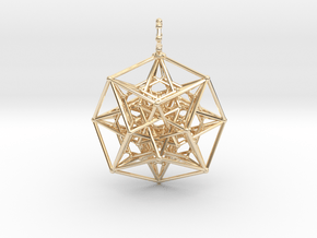 24 Cube Tesseract Pendant in 14k Gold Plated Brass