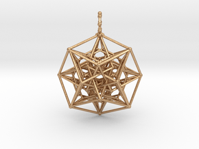 24 Cube Tesseract Pendant in Natural Bronze