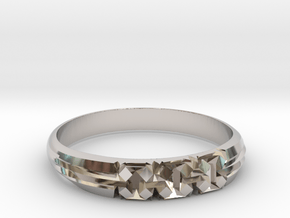 Origami-inspired ring - "extruded boxes" in Platinum: 6 / 51.5