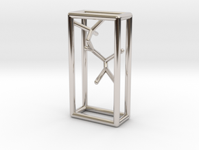 Naked Parallelepiped Pendant in Rhodium Plated Brass