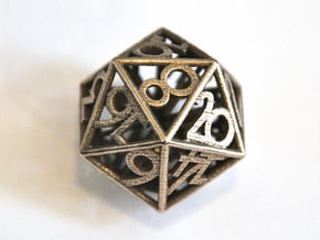 D20 Balanced - Numbers Only in Polished Bronzed Silver Steel