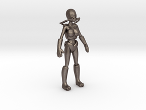 Woman in futuristic space suit in Polished Bronzed-Silver Steel