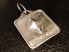 Keychain with Your Own Bitcoin QR code in Polished Silver