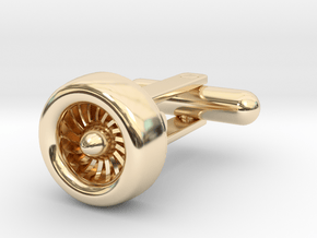 Jet Engine Cufflinks in 14k Gold Plated Brass