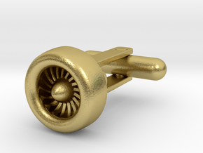 Jet Engine Cufflinks in Natural Brass (Interlocking Parts)