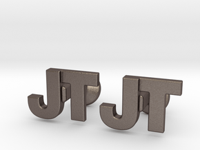 Monogram Cufflinks JT in Polished Bronzed-Silver Steel