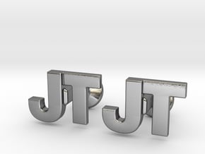 Monogram Cufflinks JT in Polished Silver
