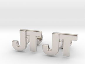 Monogram Cufflinks JT in Rhodium Plated Brass