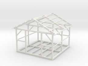 Wooden House Frame 1/100 in White Natural Versatile Plastic