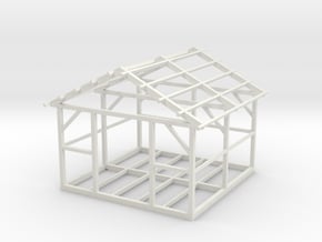 Wooden House Frame 1/64 in White Natural Versatile Plastic