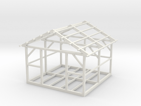 Wooden House Frame 1/56 in White Natural Versatile Plastic