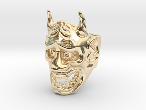 Hannya Oni Mask Ring in 14K Yellow Gold: Extra Small
