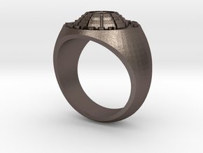 Man's Ring Steel Silver color in Polished Bronzed-Silver Steel