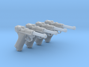 1/18 Scale Luger 4 Pack in Smooth Fine Detail Plastic