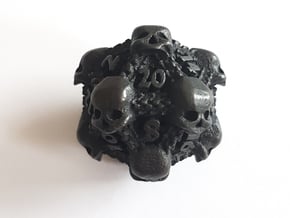 Necromancer's D20 in Polished and Bronzed Black Steel