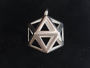 Icosahedron pendant in Polished Silver