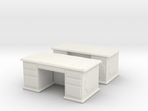 Office Wood Desk (x2) 1/87 in White Natural Versatile Plastic