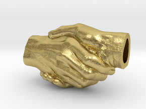 Handshake pendant (3cm) in Natural Brass